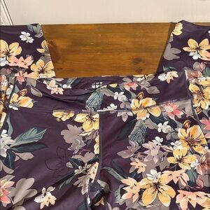 JoyLab Purple Floral High-Rise Leggings with Yellow & Pink Blooms